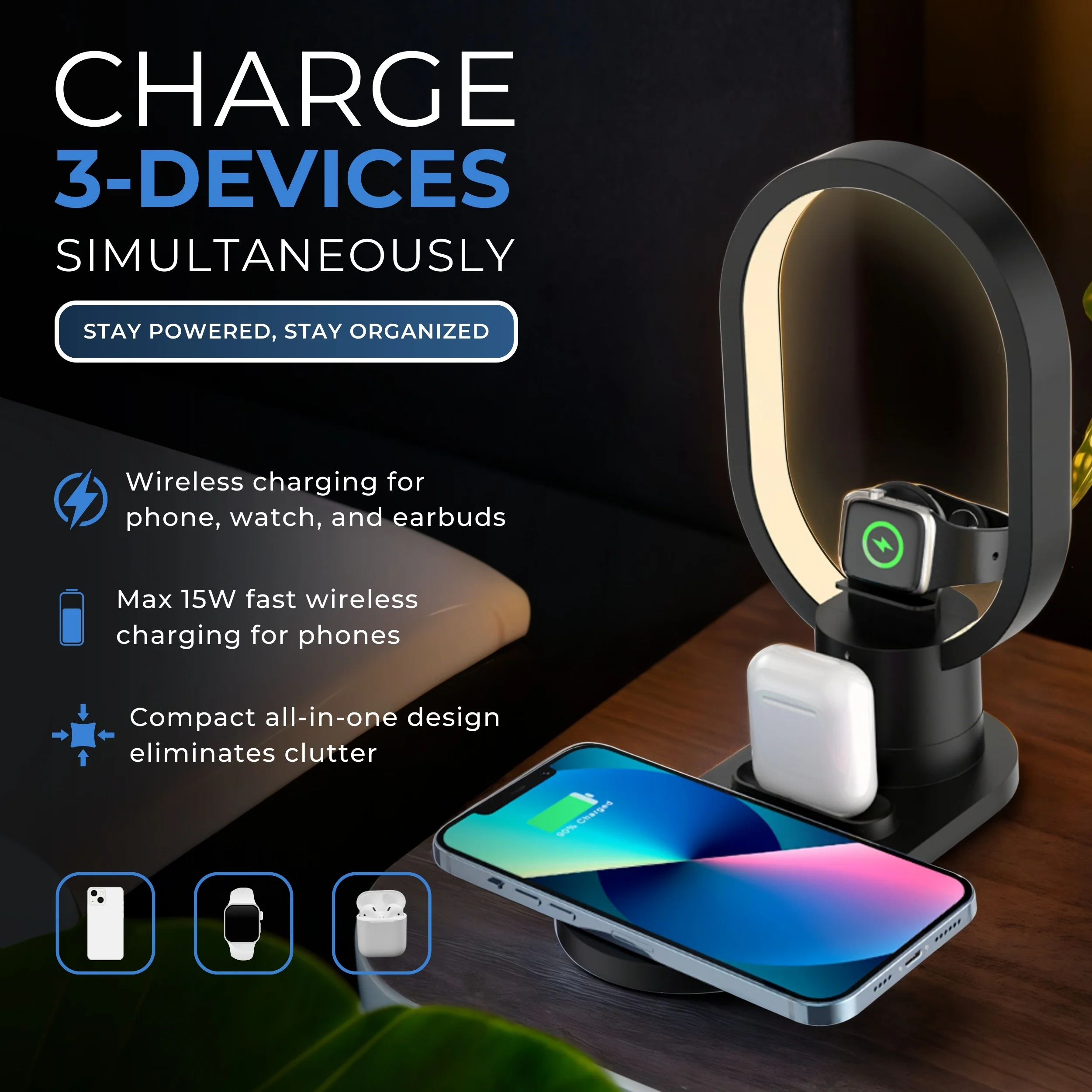 3-in-1 Wireless Charging Station for Apple Devices| Wireless Charger for Apple Watch & AirPods - Image 6