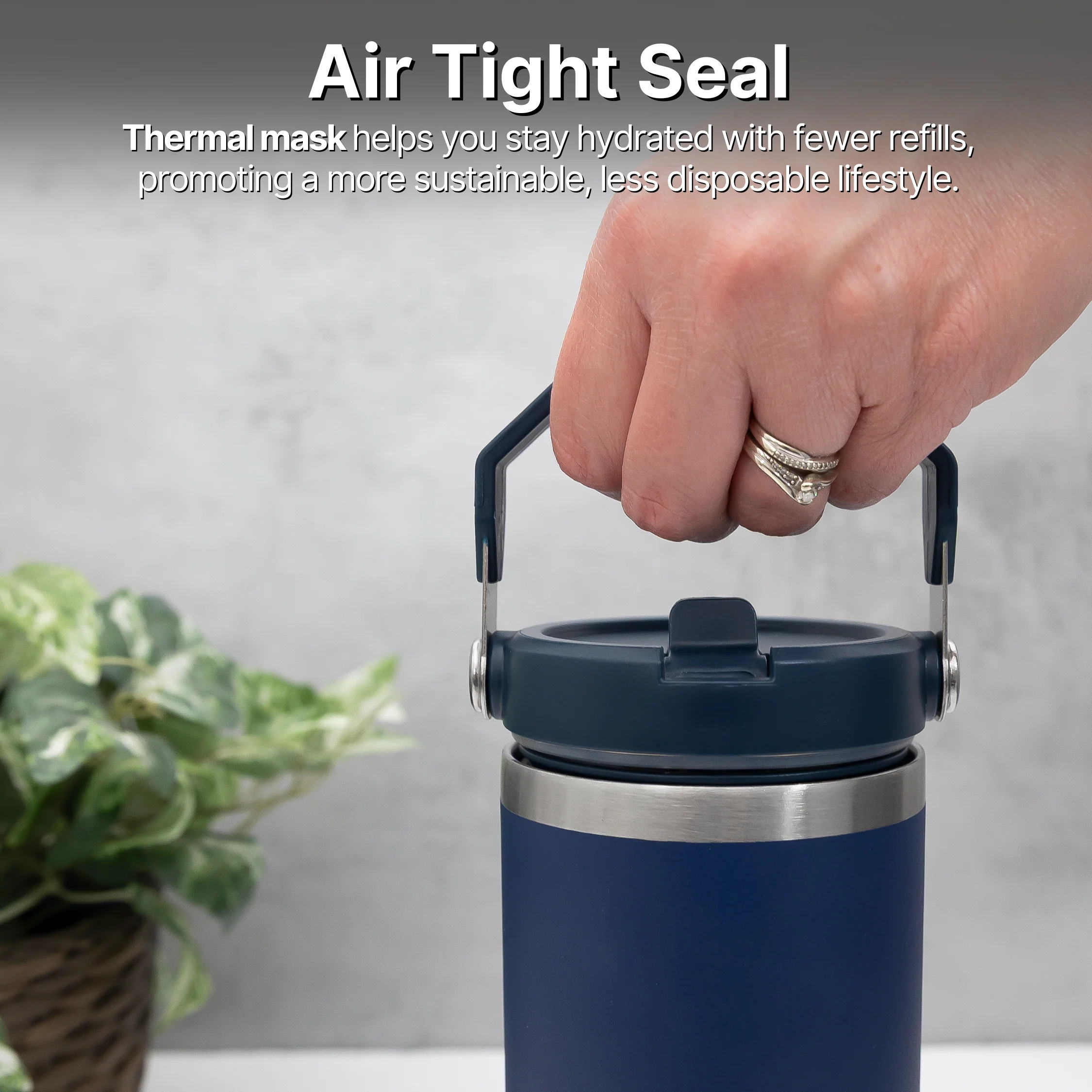 Aqua Flex Stainless Steel Water Bottle - Double Wall Vacuum Insulated Tumbler with Straw - Image 12