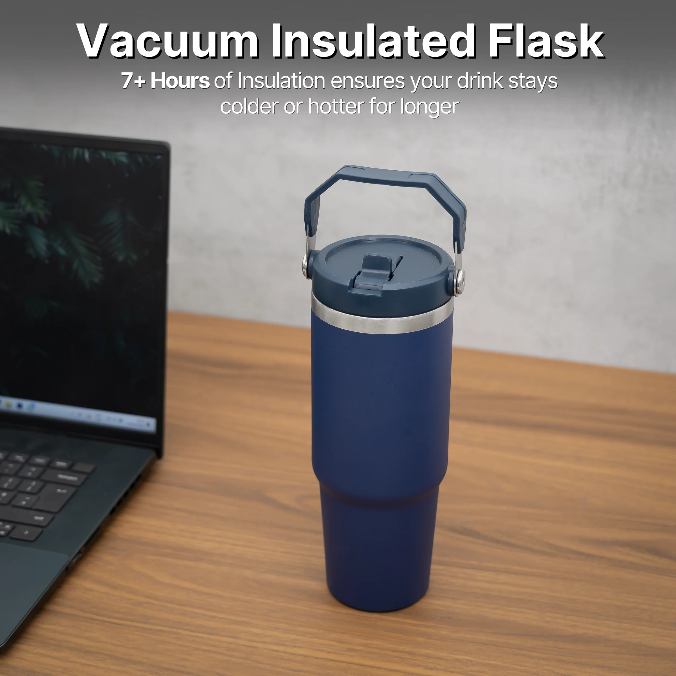 Aqua Flex Stainless Steel Water Bottle - Double Wall Vacuum Insulated Tumbler with Straw - Image 15