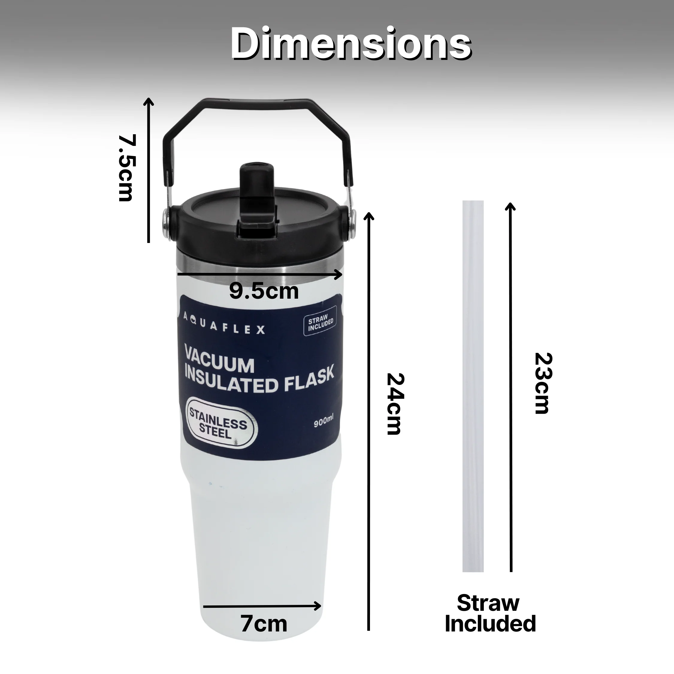 Aqua Flex Stainless Steel Water Bottle - Double Wall Vacuum Insulated Tumbler with Straw - Image 3