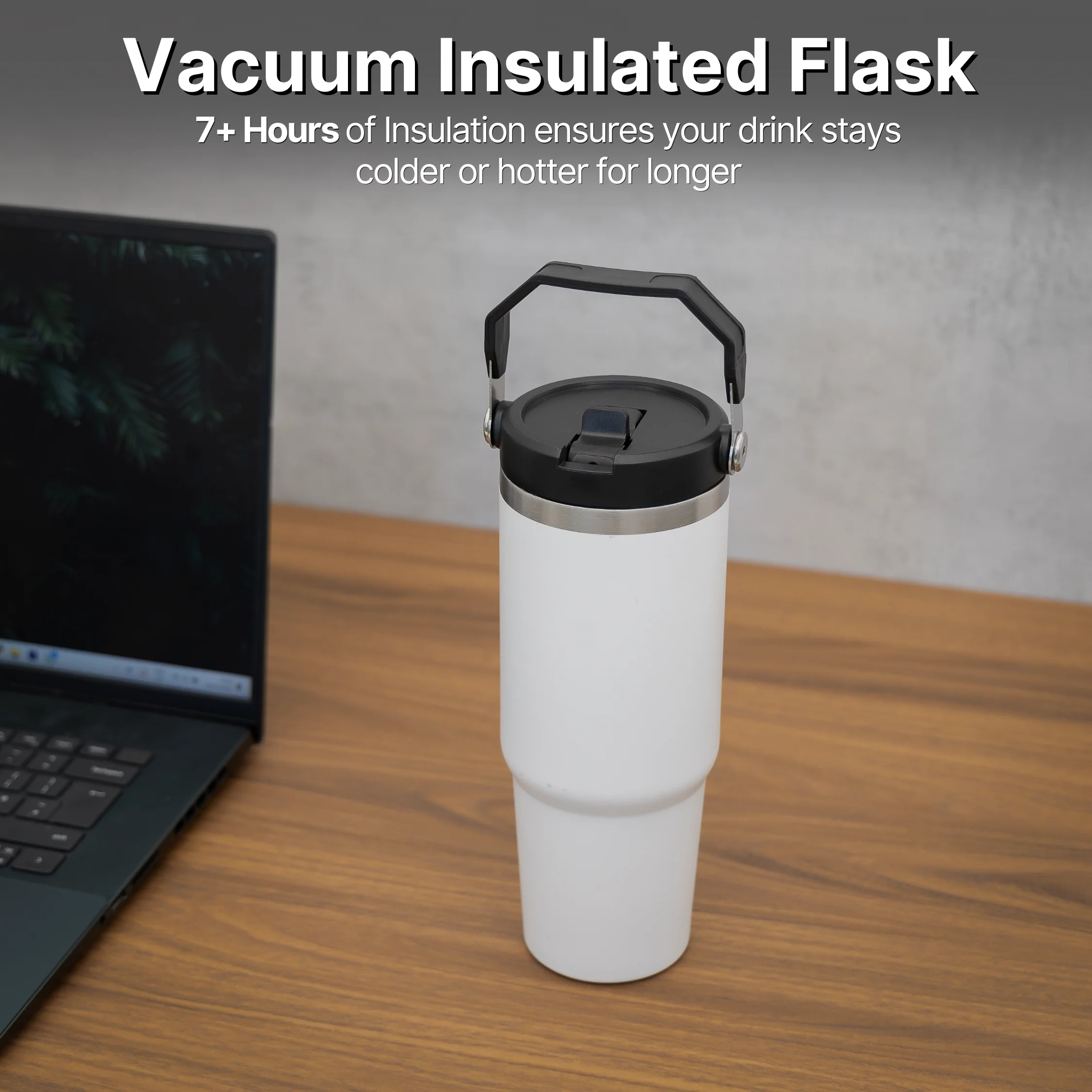 Aqua Flex Stainless Steel Water Bottle - Double Wall Vacuum Insulated Tumbler with Straw - Image 9