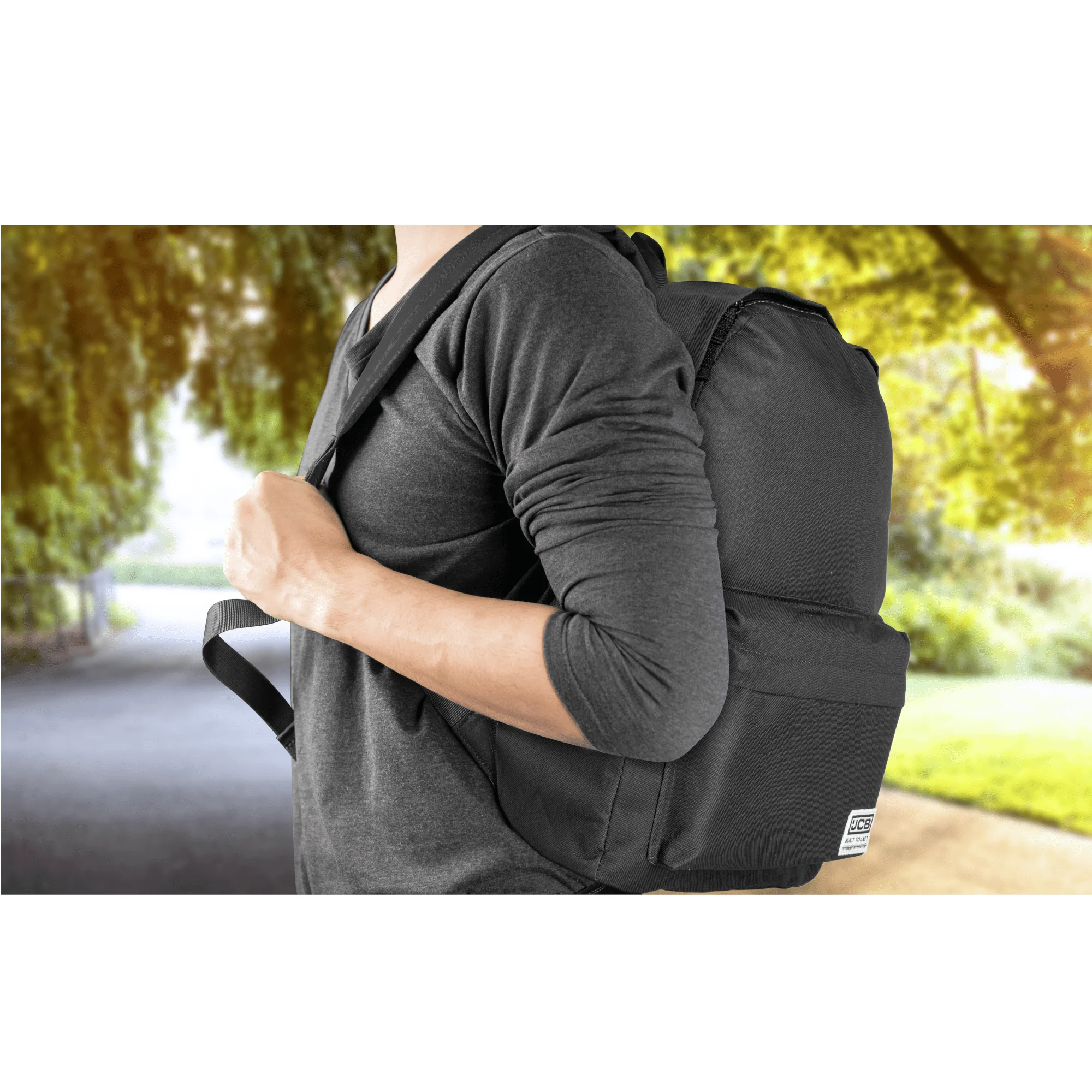 Backpack for School, Work or Travel (Black) - JCB - Image 3