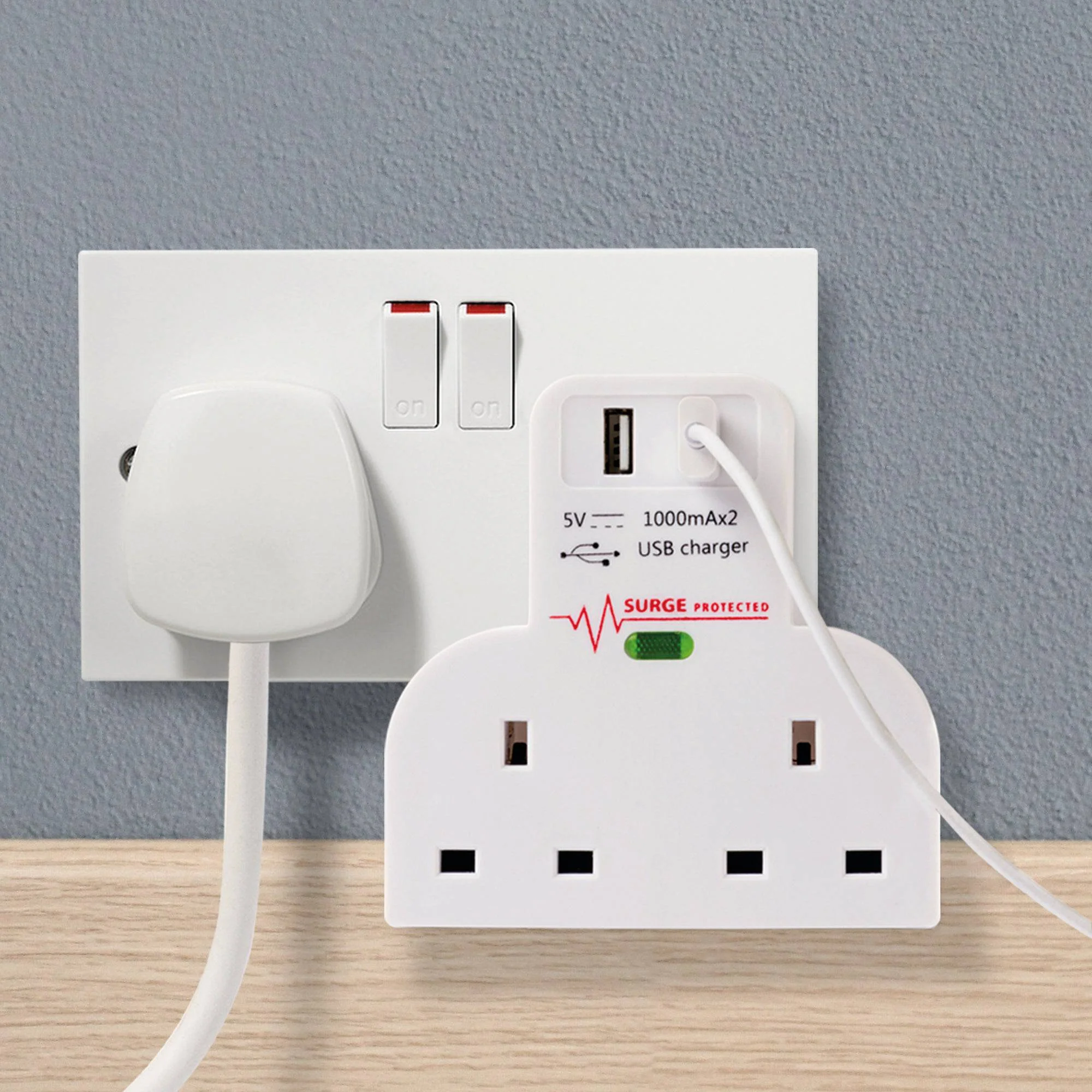 Double Plug Adapter With Twin USB Charging - iN Tech - Image 3