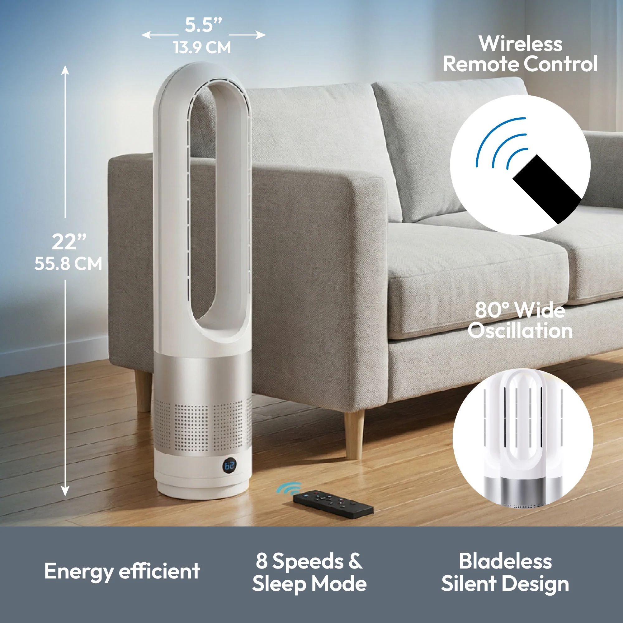 iN Heating & Cooling Bladeless Fan with Remote - Image 7
