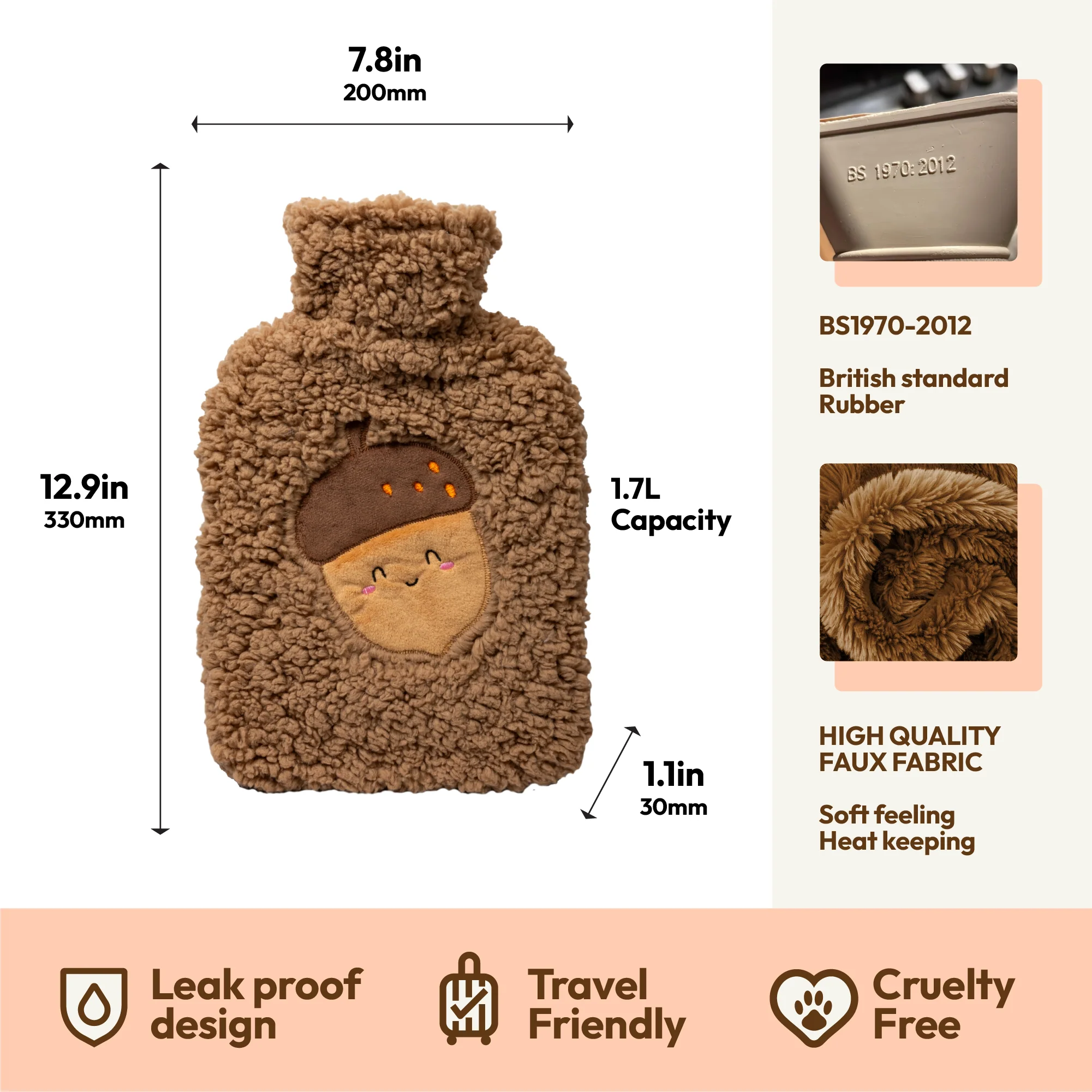 Hot Water Bottle with Soft Cover - Image 4
