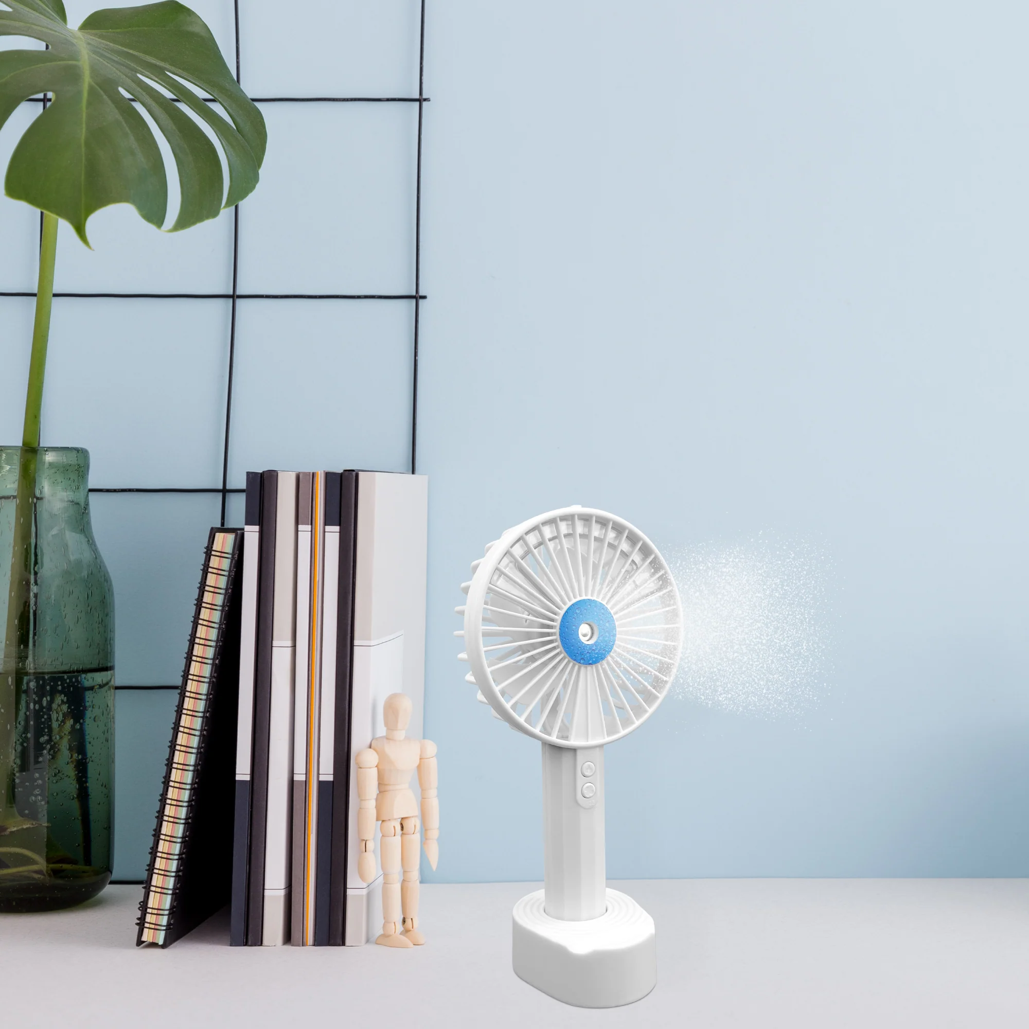 iN 3-in-1 Handheld Fan with Mist Spray – Rechargeable, 3-Speed, Phone Stand for Travel, Camping, Indoor - Image 4