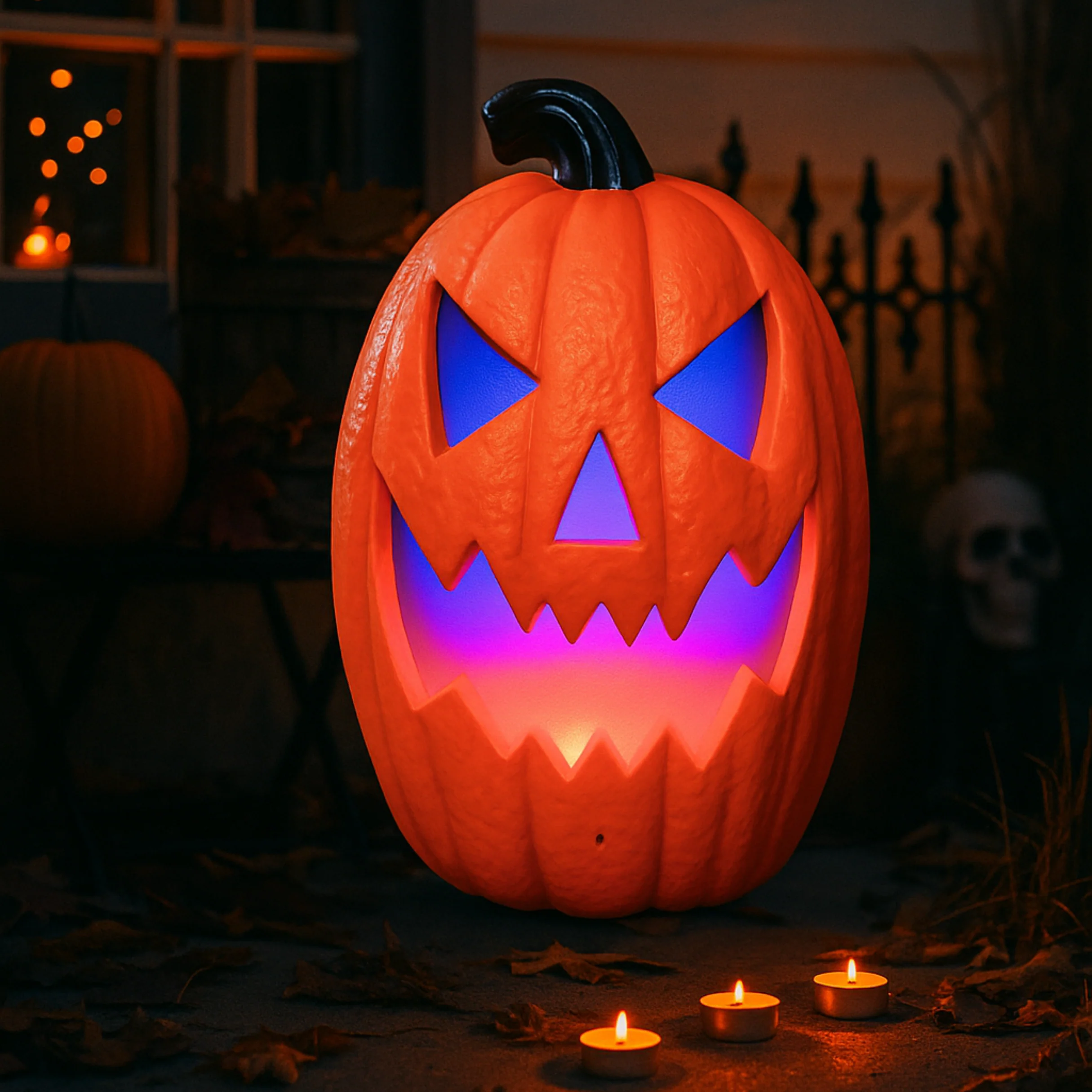 iN Halloween LED Pumpkin - Halloween Decoration - Colour Changing - Spooky Sounds - Motion Detection -Size 21.5x10x30cm - Image 5