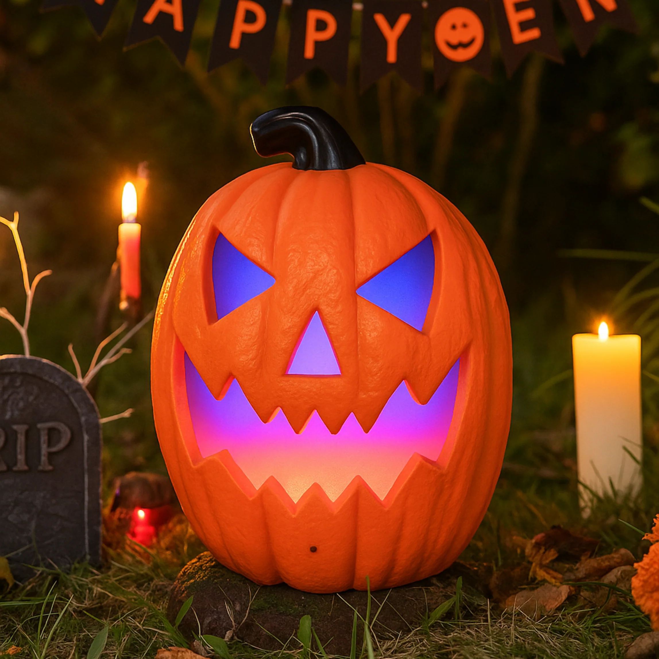 iN Halloween LED Pumpkin - Halloween Decoration - Colour Changing - Spooky Sounds - Motion Detection -Size 21.5x10x30cm - Image 9