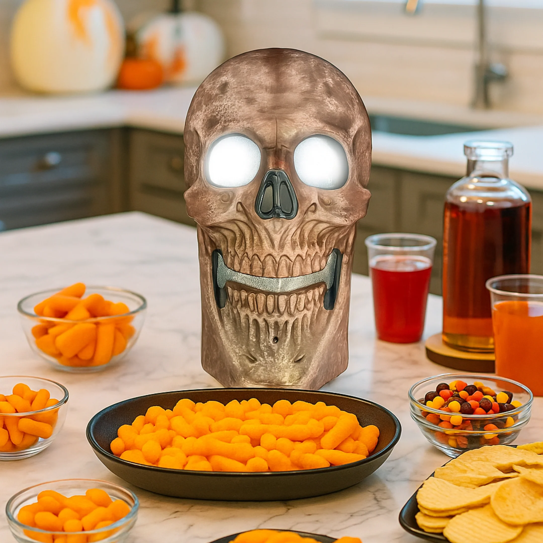 iN Halloween Spooky LED Skull - Colour Changing LED Lights - Spooky Sounds - Motion Detection - Halloween Decoration Size 19 x 8 x 30 cm - Image 5