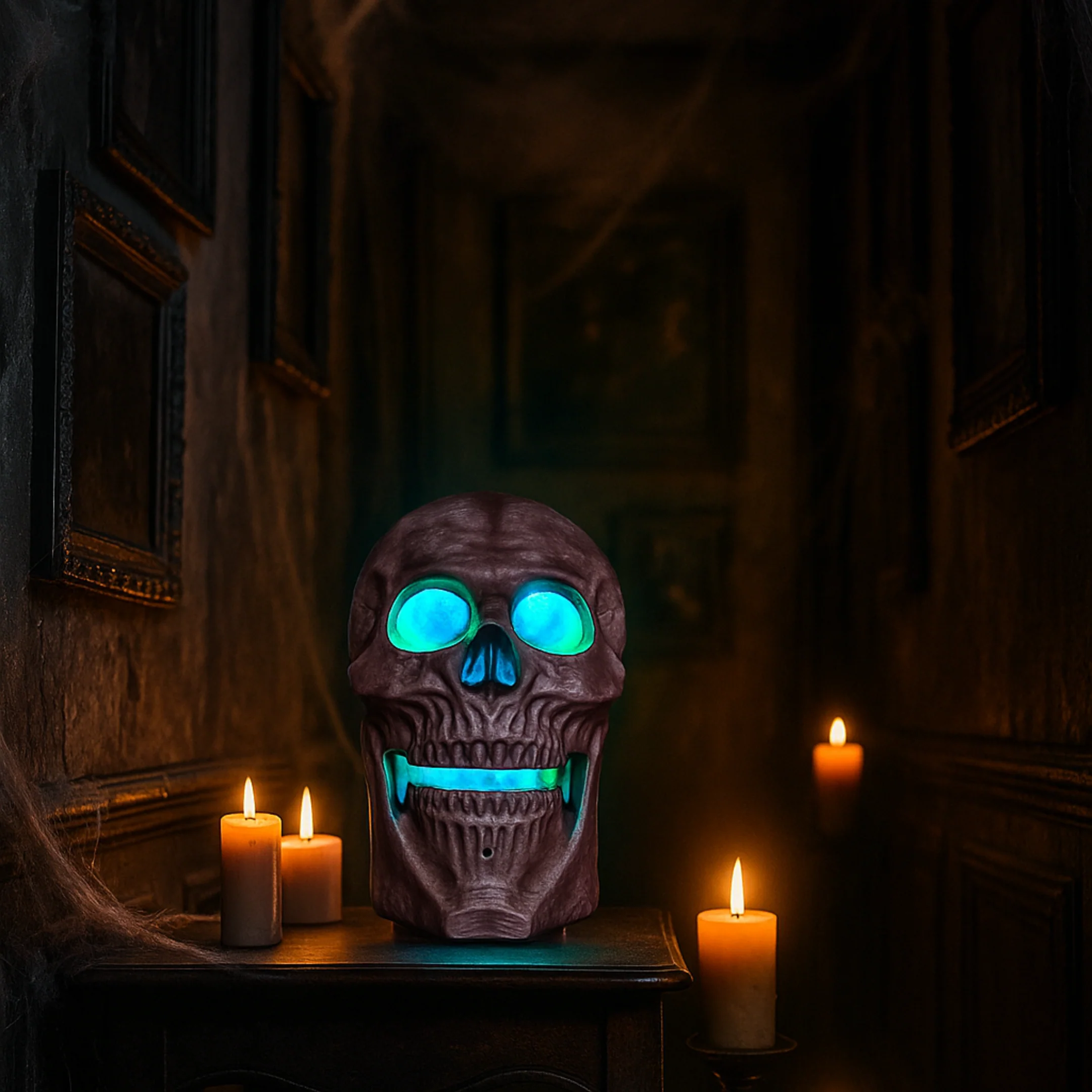 iN Halloween Spooky LED Skull - Colour Changing LED Lights - Spooky Sounds - Motion Detection - Halloween Decoration Size 19 x 8 x 30 cm - Image 6