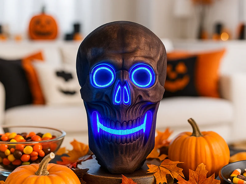 iN Halloween Spooky LED Skull - Colour Changing LED Lights - Spooky Sounds - Motion Detection - Halloween Decoration Size 19 x 8 x 30 cm - Image 8