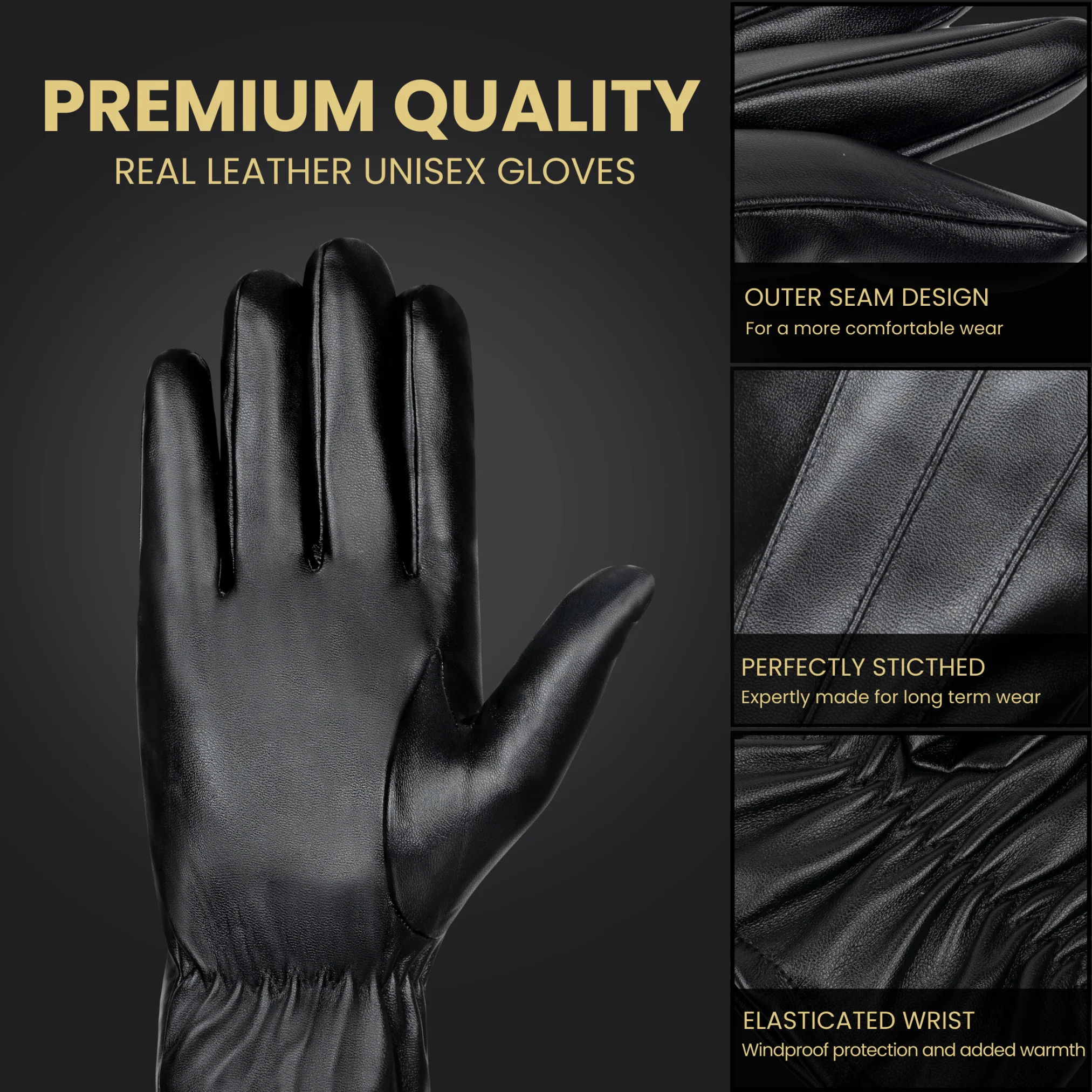 Leather Unisex Touchscreen Gloves - iN Style - Image 3