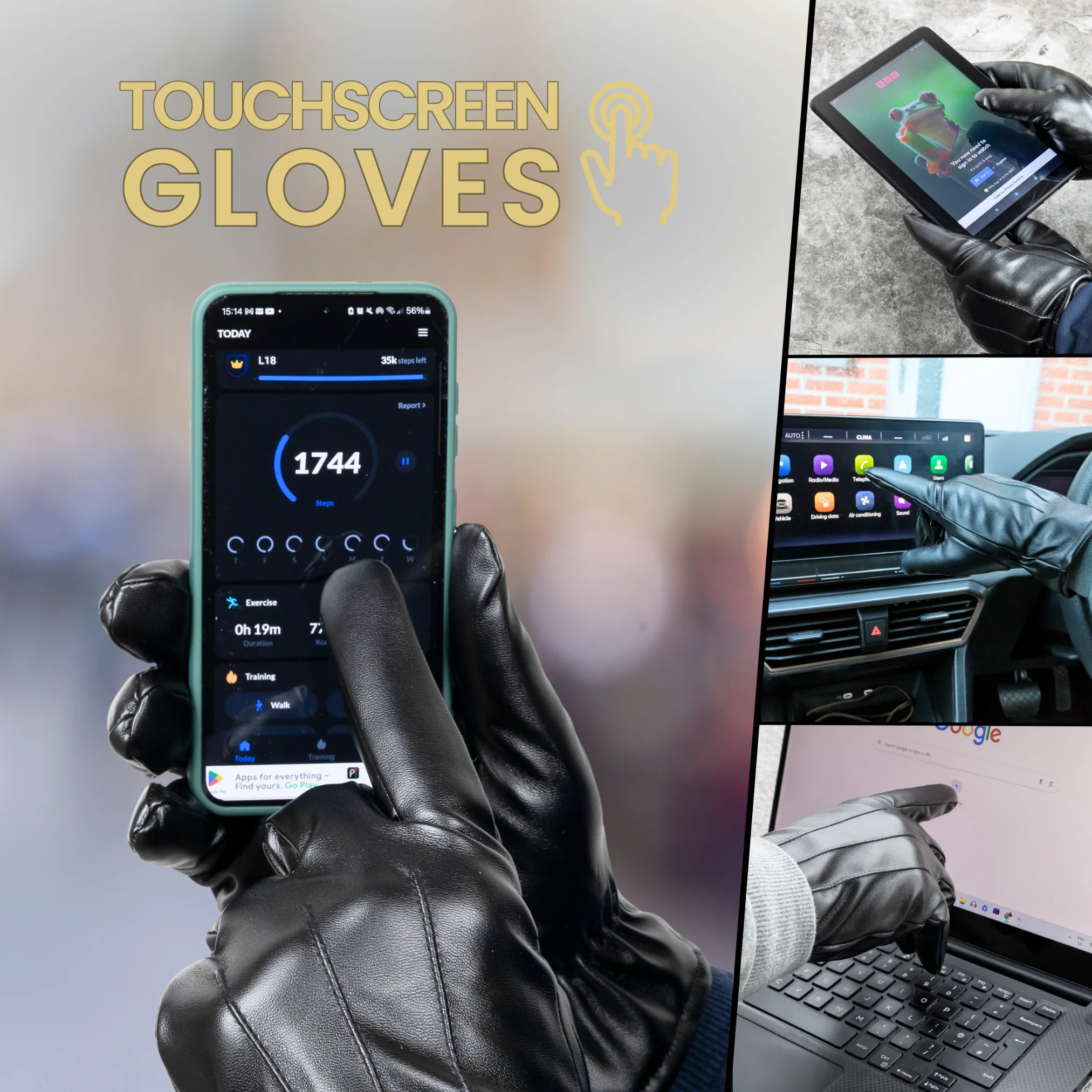 Leather Unisex Touchscreen Gloves - iN Style - Image 4