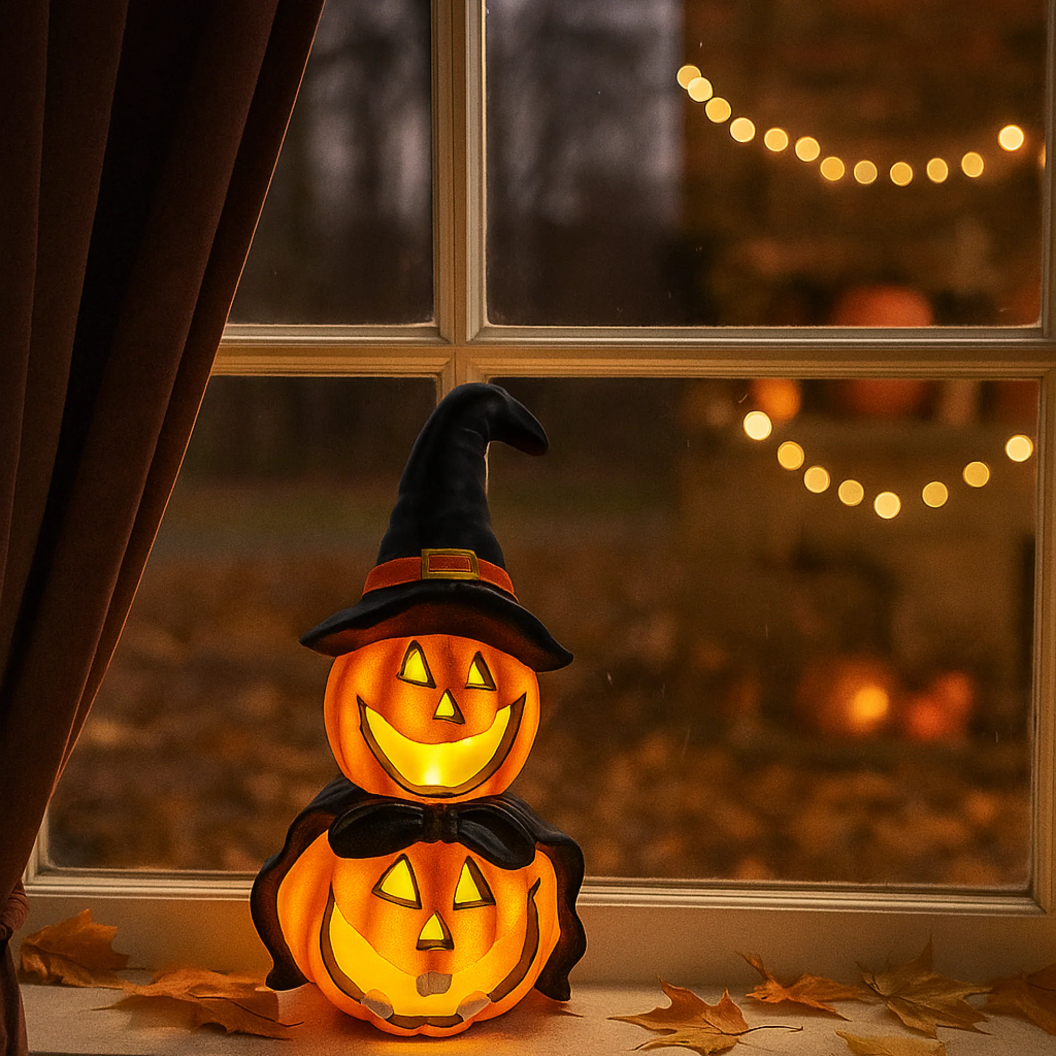 LED Colour Changing Ceramic Halloween Witch Pumpkin – Real Ceramic Halloween Decoration with Batteries Included – Indoor & Outdoor Use – 24x14cm Party Ornament - Image 6