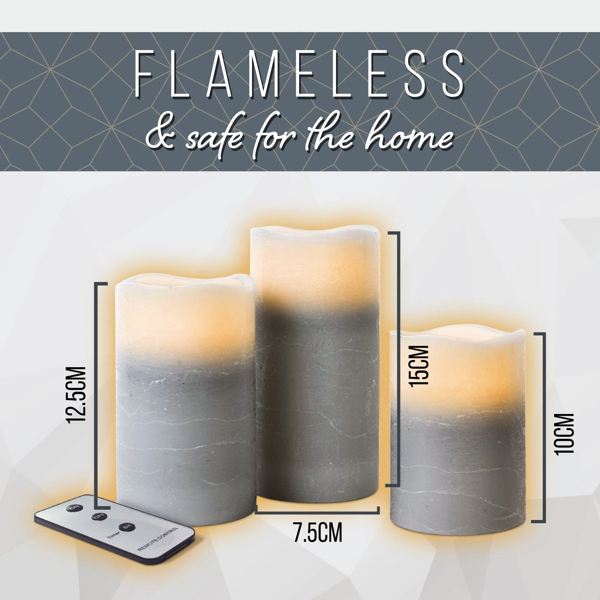 LED Flameless Candles Set with Remote Control (Set of 3)- iN Home - Image 5