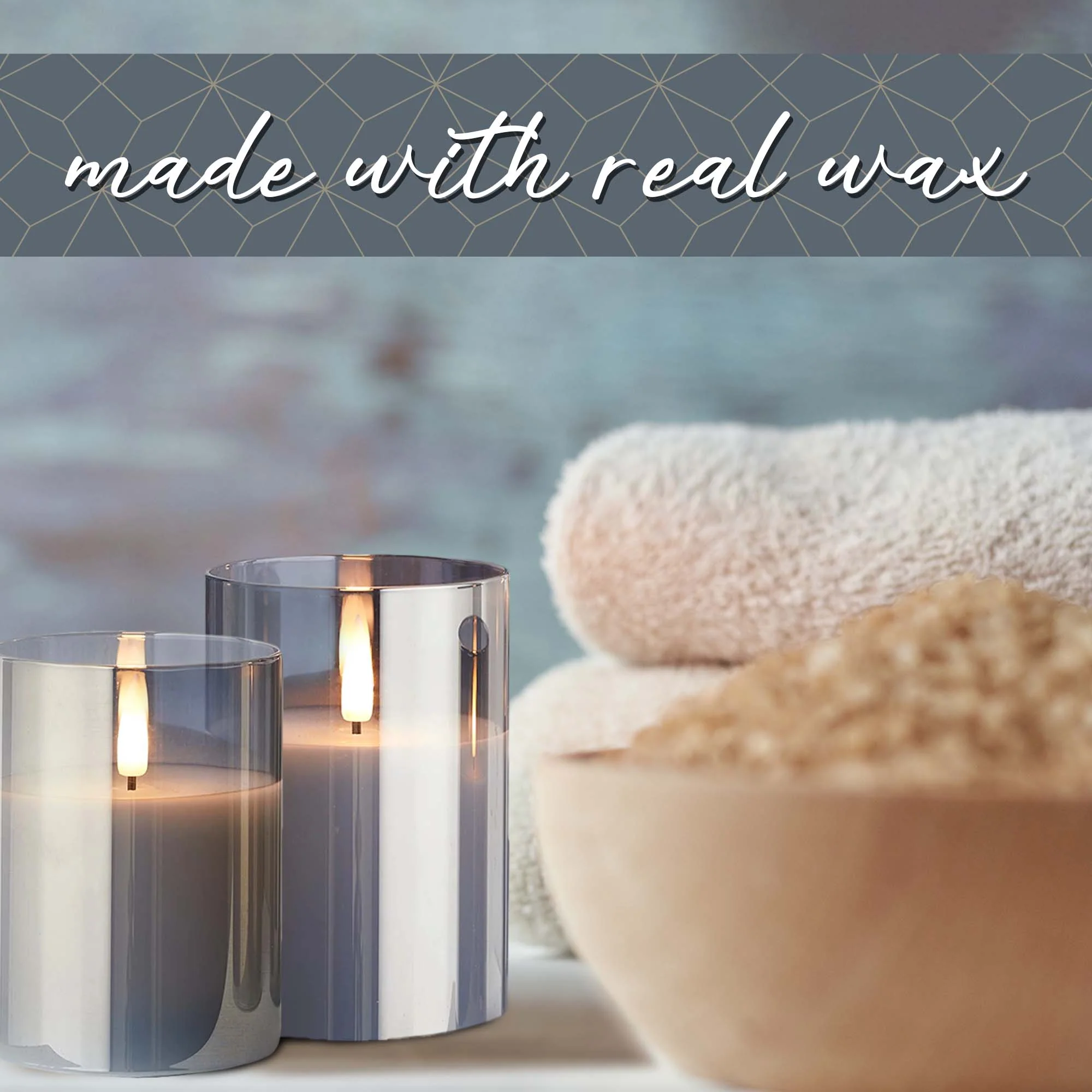 LED Flameless Glass Candles Set with Remote Control (Set of 2) -iN Home - Image 5