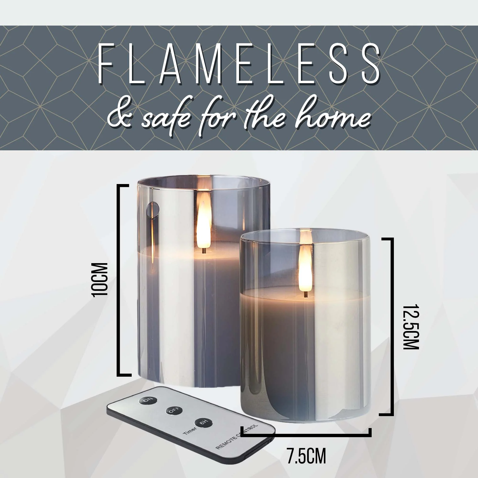 LED Flameless Glass Candles Set with Remote Control (Set of 2) -iN Home - Image 6