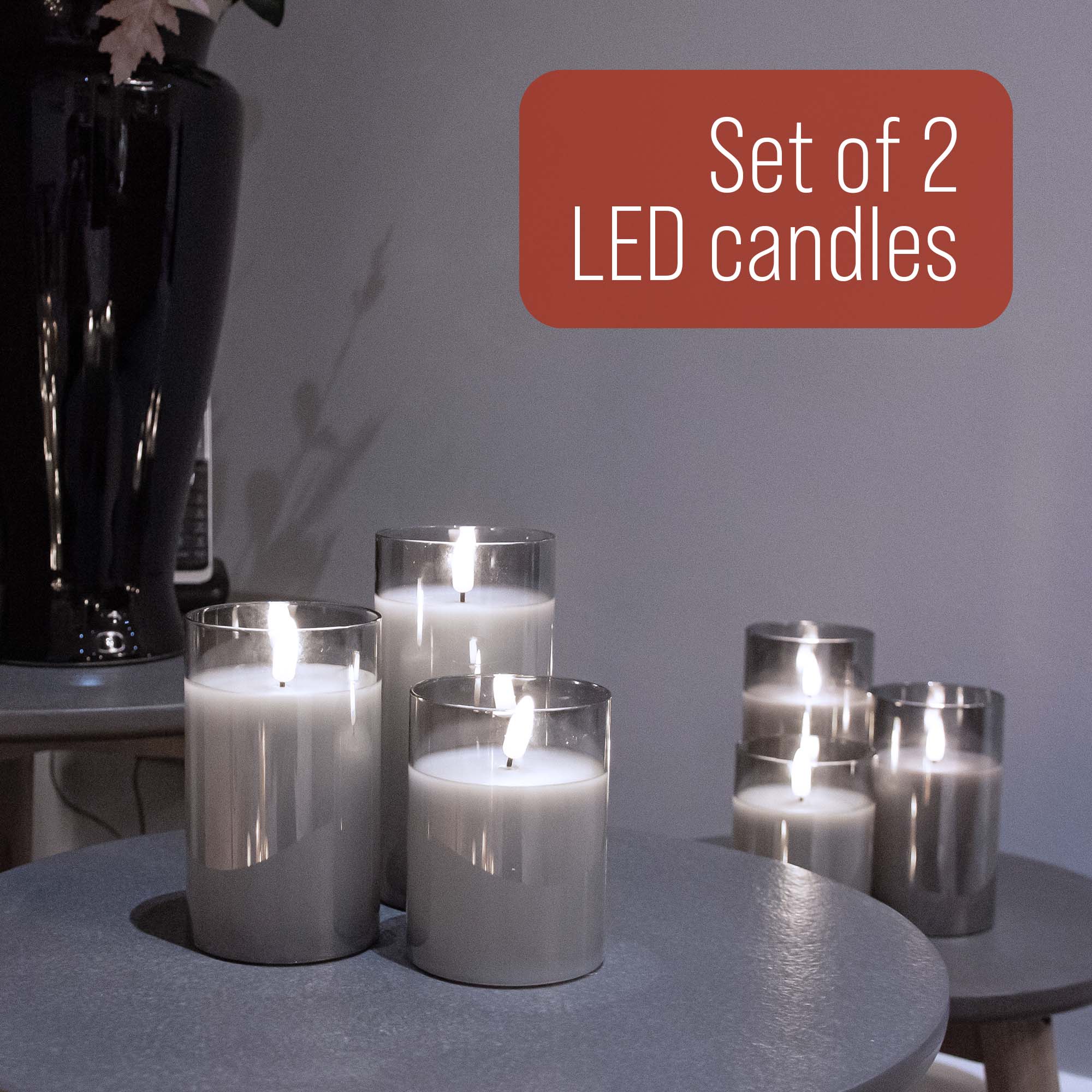 LED Flameless Glass Candles Set with Remote Control (Set of 2) -iN Home - Image 8
