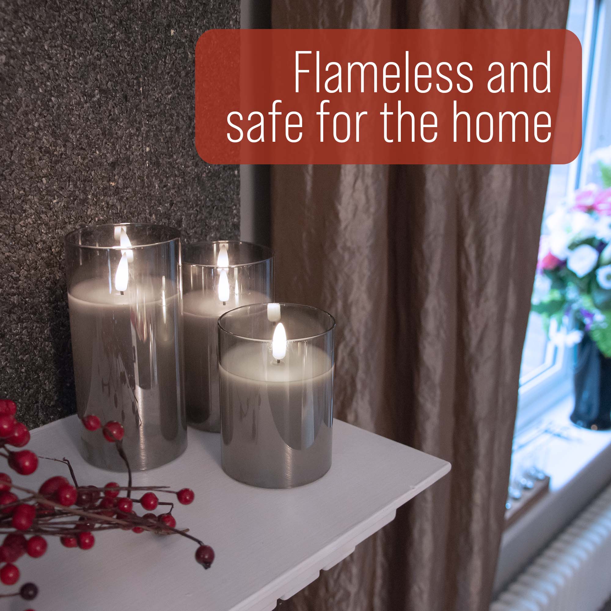 LED Flameless Glass Candles Set with Remote Control (Set of 2) -iN Home - Image 9