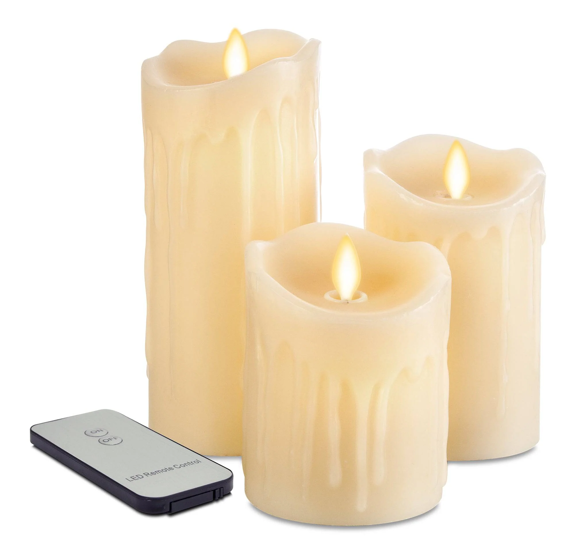 LED Flickering Candle Set (Wax Dripped) with remote control - iN Home - Image 3
