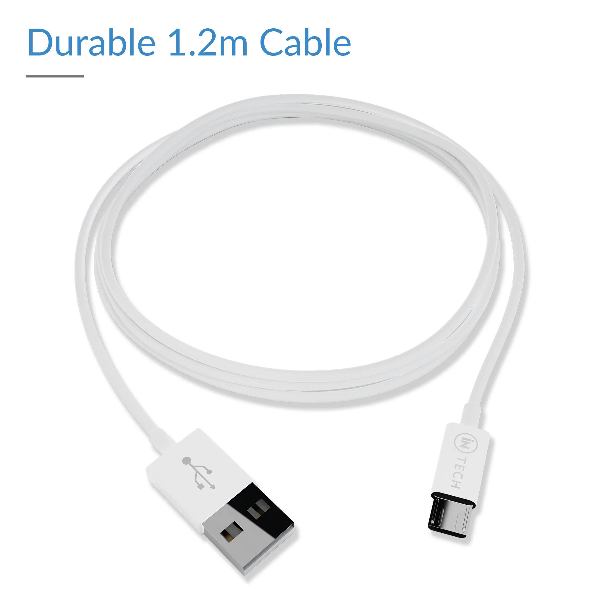 Micro USB Cable Charger and Data Transfer Cable 1.2m (White) - iN Tech - Image 5