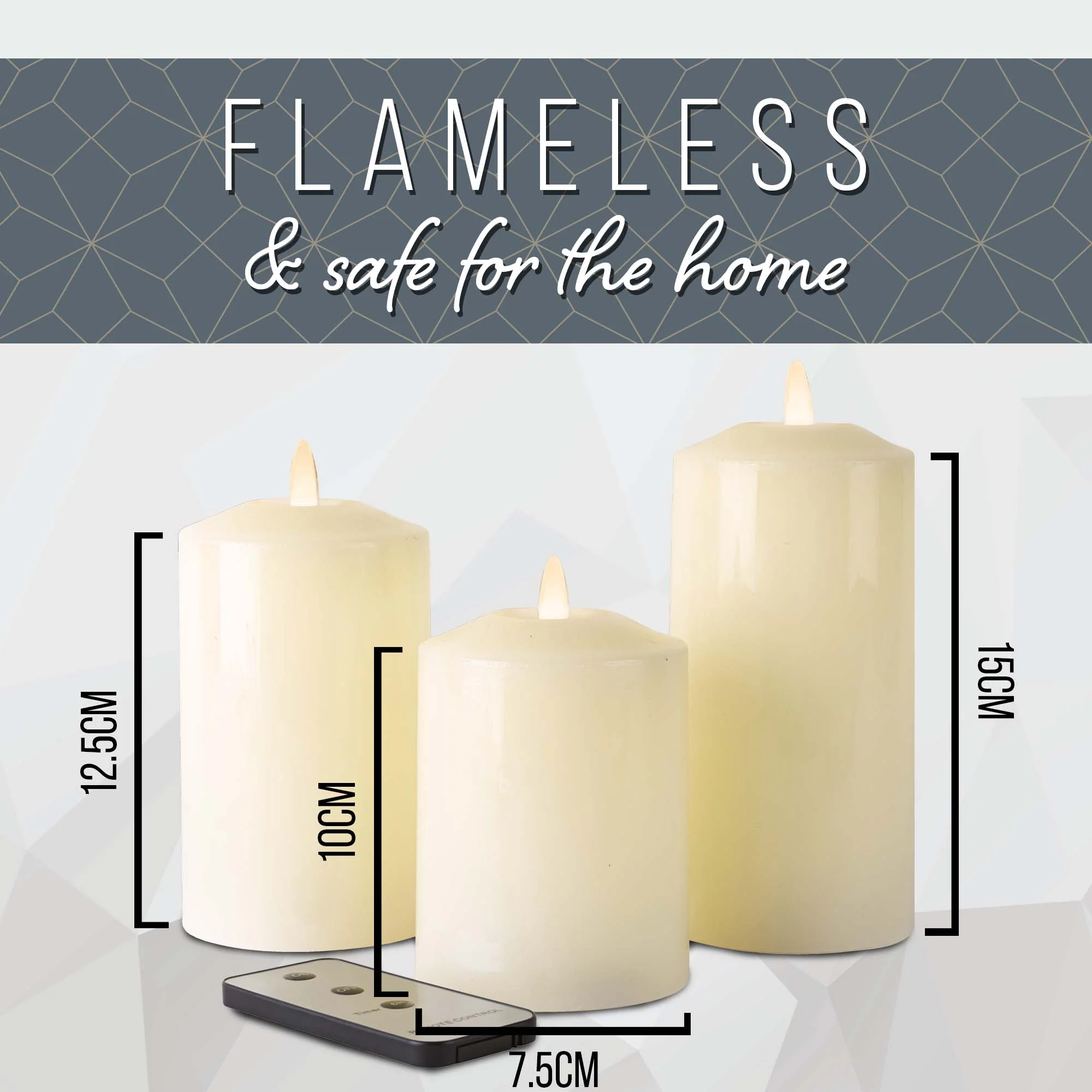 Neutral Flameless LED Candles (Set of 3)- iN Home - Image 5