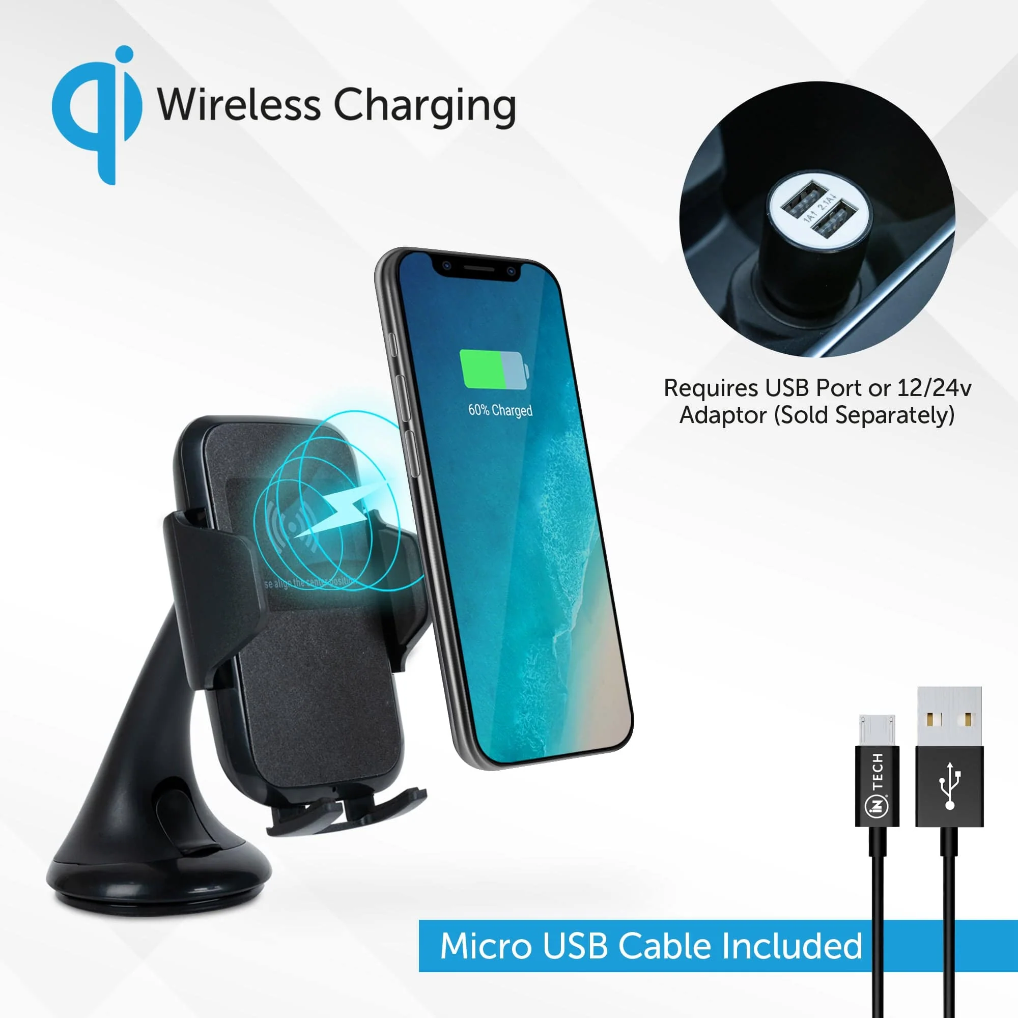 Qi Wireless Charging Phone Mount - Image 3