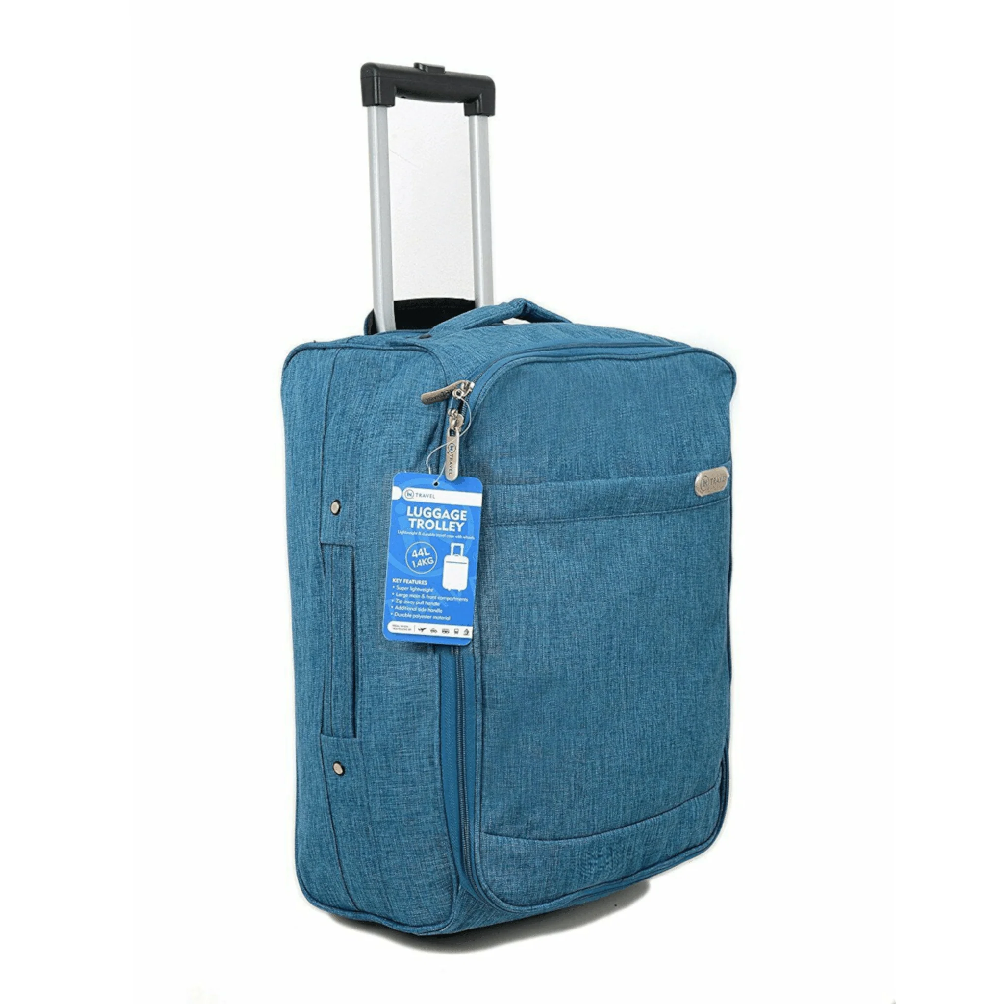 Travel Luggage Trolley with Extendable Handle on Wheels (Teal) - Image 3